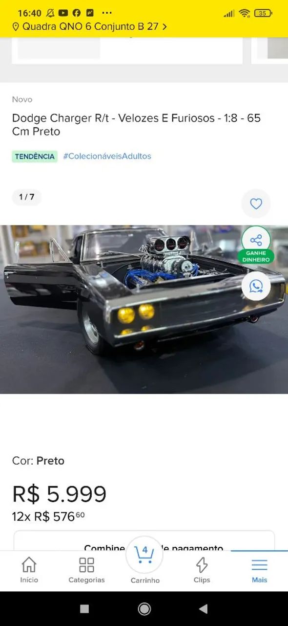 Miniatura Dodge velozes e furiosos escala 1:8 - para montar  - Foto 2