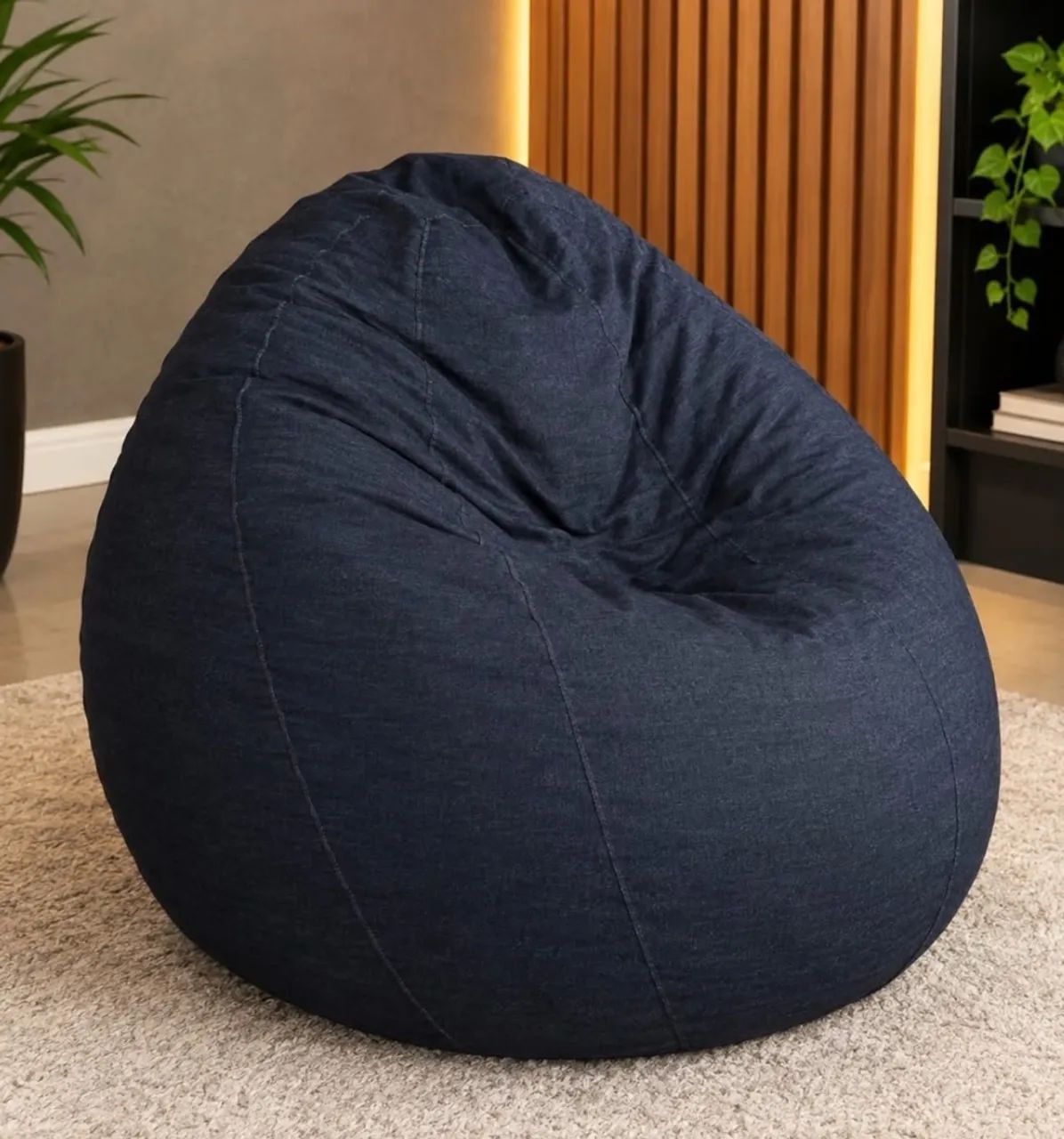 Puff Fofão Pera Azul-Marinho em Tecido com Design Confortável - Foto 2