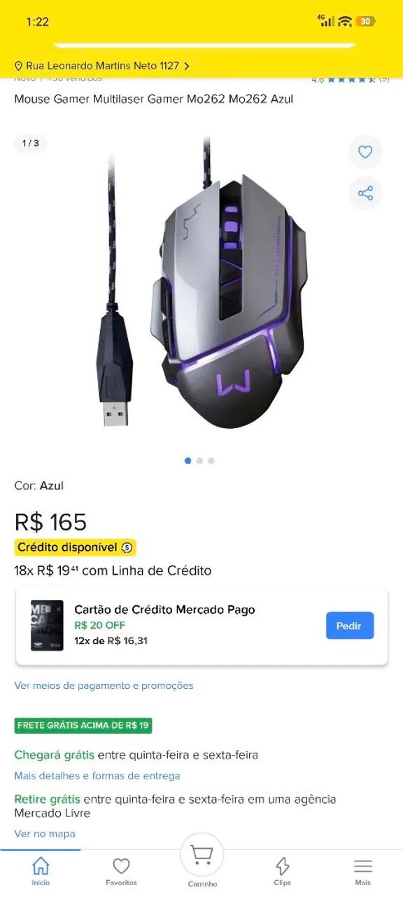 Multilaser Gaming Mouse Gray Warrior MO26265049958614787122