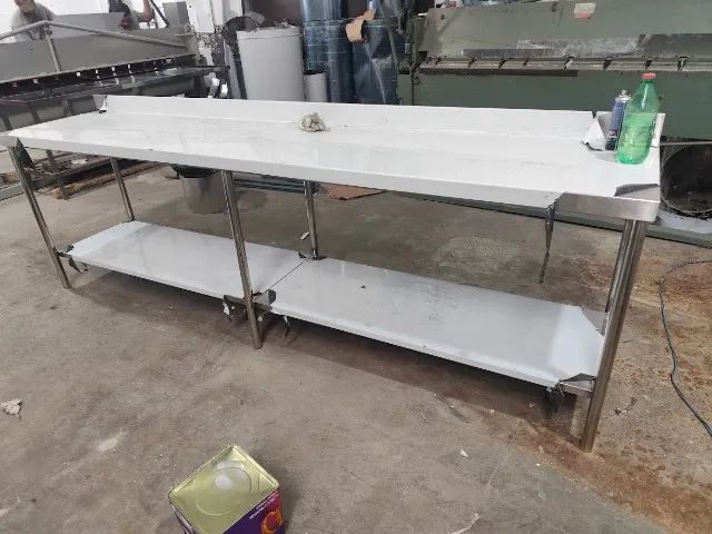 Bancada Inox c/ Prateleira Cozinha Profissional (Sob Medida)