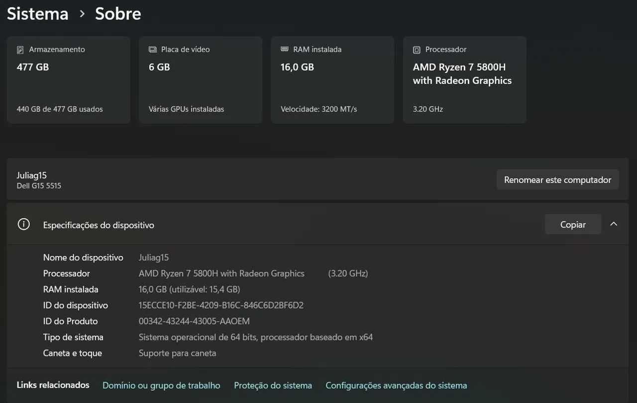 Notebook Gamer Dell G15 (*com bateria nova) - Foto 5