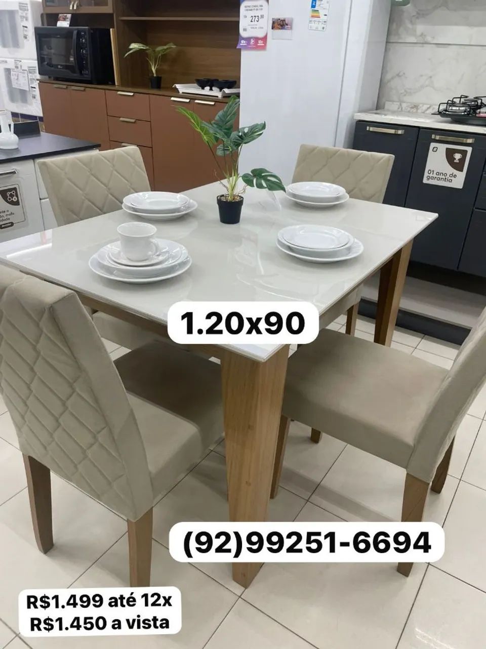 mesa de 4 lugares 1.20x90