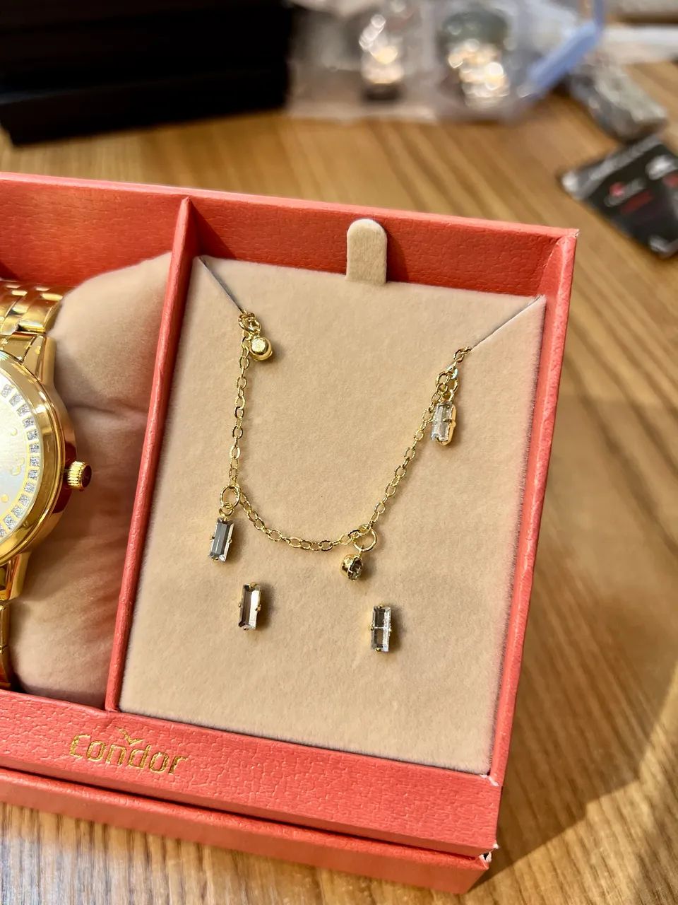 Kit Relógio Condor Feminino Dourado Elegante Presente - Foto 3