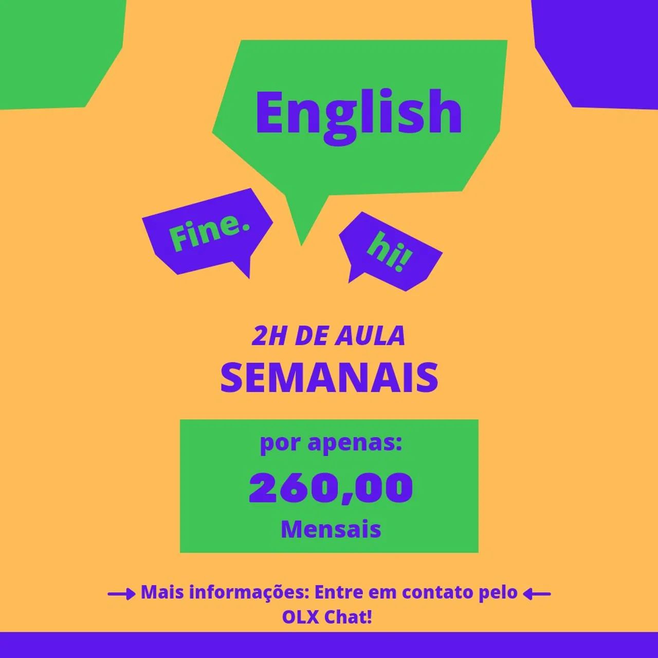 Aulas de inglês. 