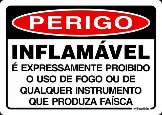 Placa De Sinalização Perigo Inflamável 50 X 30 Cm Novo Garantia