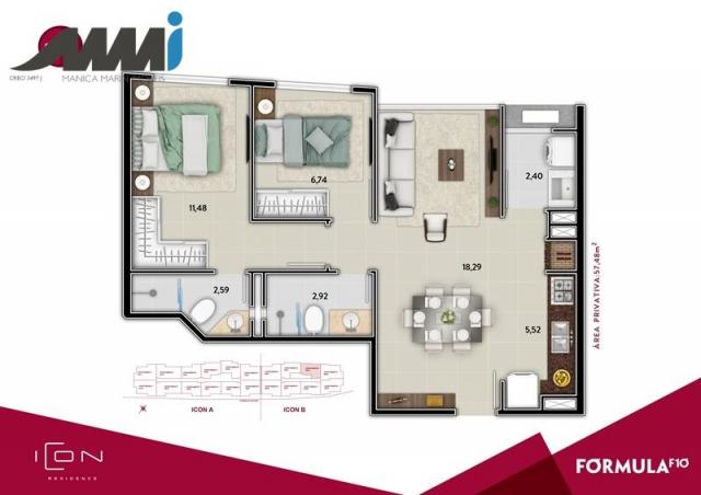Icon - apartamento com 02 quartos sendo 01 suíte em bc - Foto 17