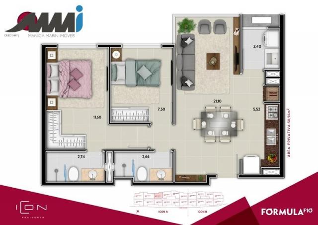 Icon - apartamento com 02 quartos sendo 01 suíte em bc - Foto 10