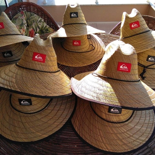 Chapeu de palha Quiksilver Pierside importado com logo em borracha ou couro sintetico