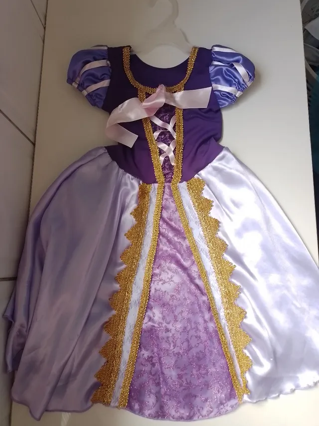 Vestido Fantasia Princesa Cinderela Menina Festa Dama Com Kit Coroa Luva  Varinha