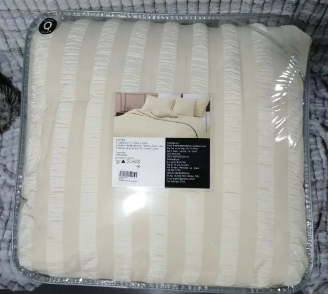 NOVO - Kit Cobre Leito Queen Bege 5 peças bege - Foto 2
