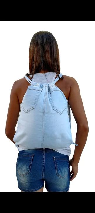 Mochila Jeans Trabalho, Passeio, Esporte combina com tudo - Foto 5
