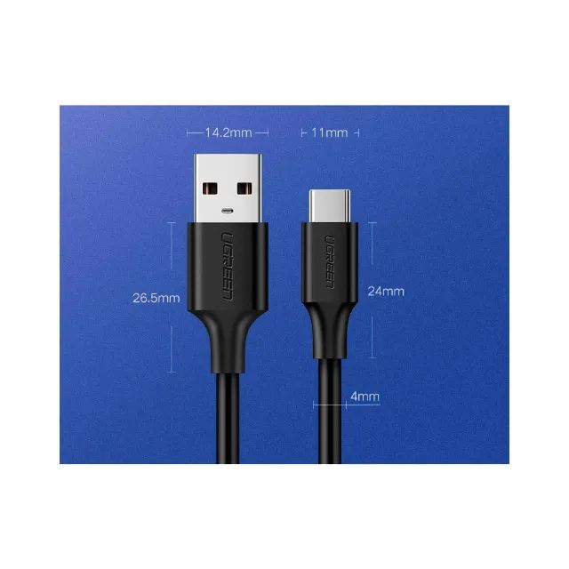 Cabo De Dados Ugreen Us287 Usb 2.0 P Usb Tipo C 1m Preto - Foto 3
