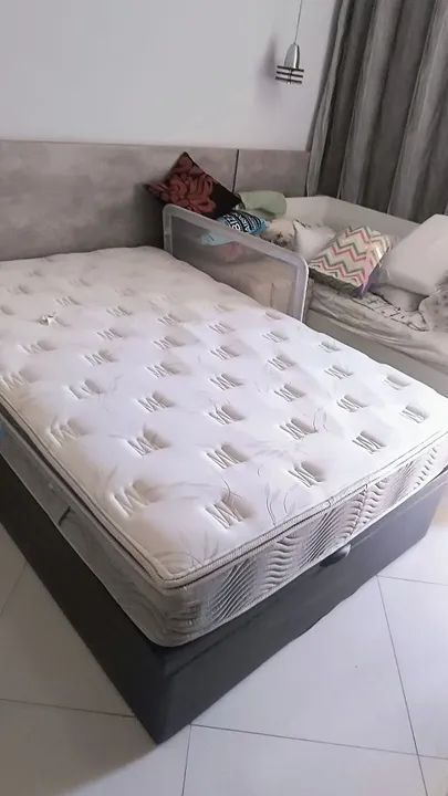 Cama Box Baú Viúva+ Colchão Molas Ensacadas - Pouco Uso, Excelente Estado