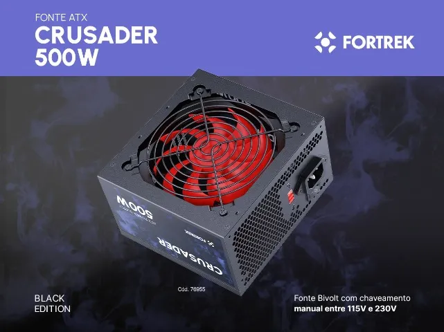 Fonte Gamer 500w Atx Crusader Fortrek (Entrega Grátis)