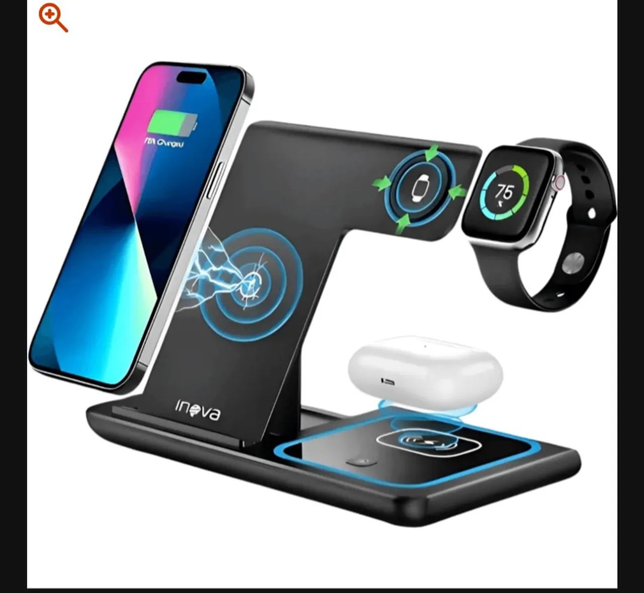 Carregador Wireless 3 em 1 - iPhone, Apple Watch e AirPods