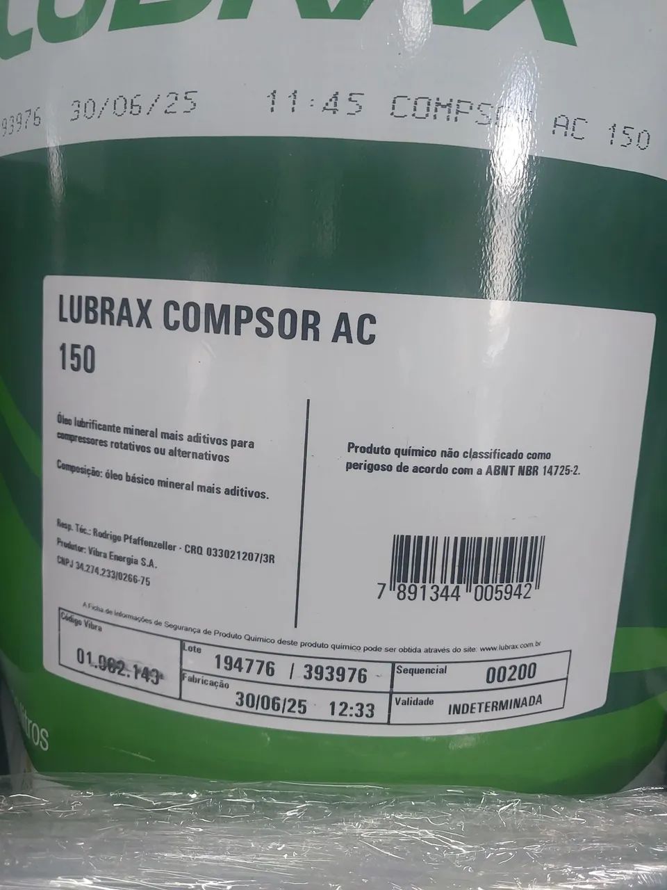 LUBRAX COMPSOR AC 150 GALÃO 20 LITROS