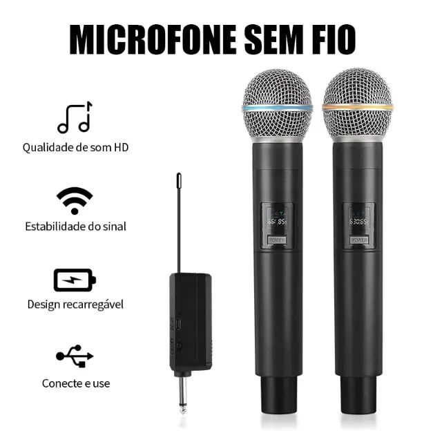 Microfone Duplo Sem Fio Recarregável - Foto 3