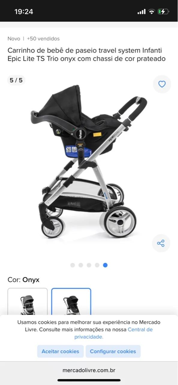 Carrinho de bebê Infanti Epic Lite TS Trio onyx - Foto 2