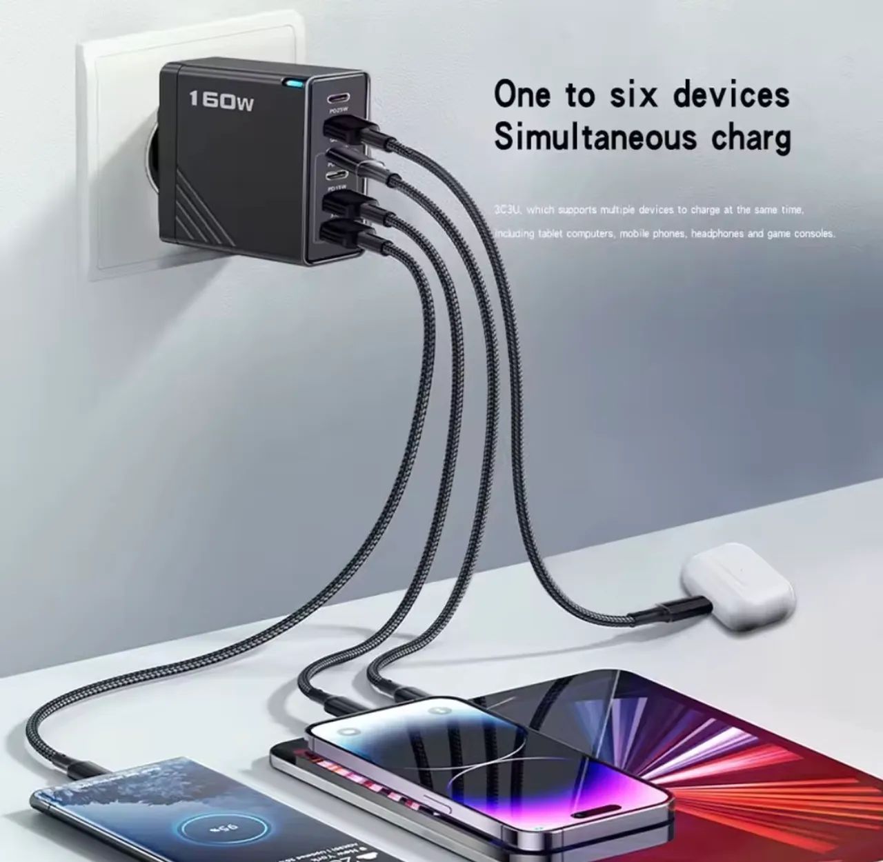 Carregador com 6 Portas USB 160W - Foto 2