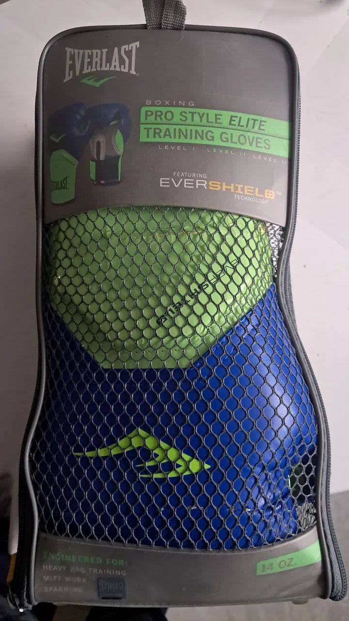 Everlast Pro Style Elite Blue with Green Boxing Gloves64314894070274120
