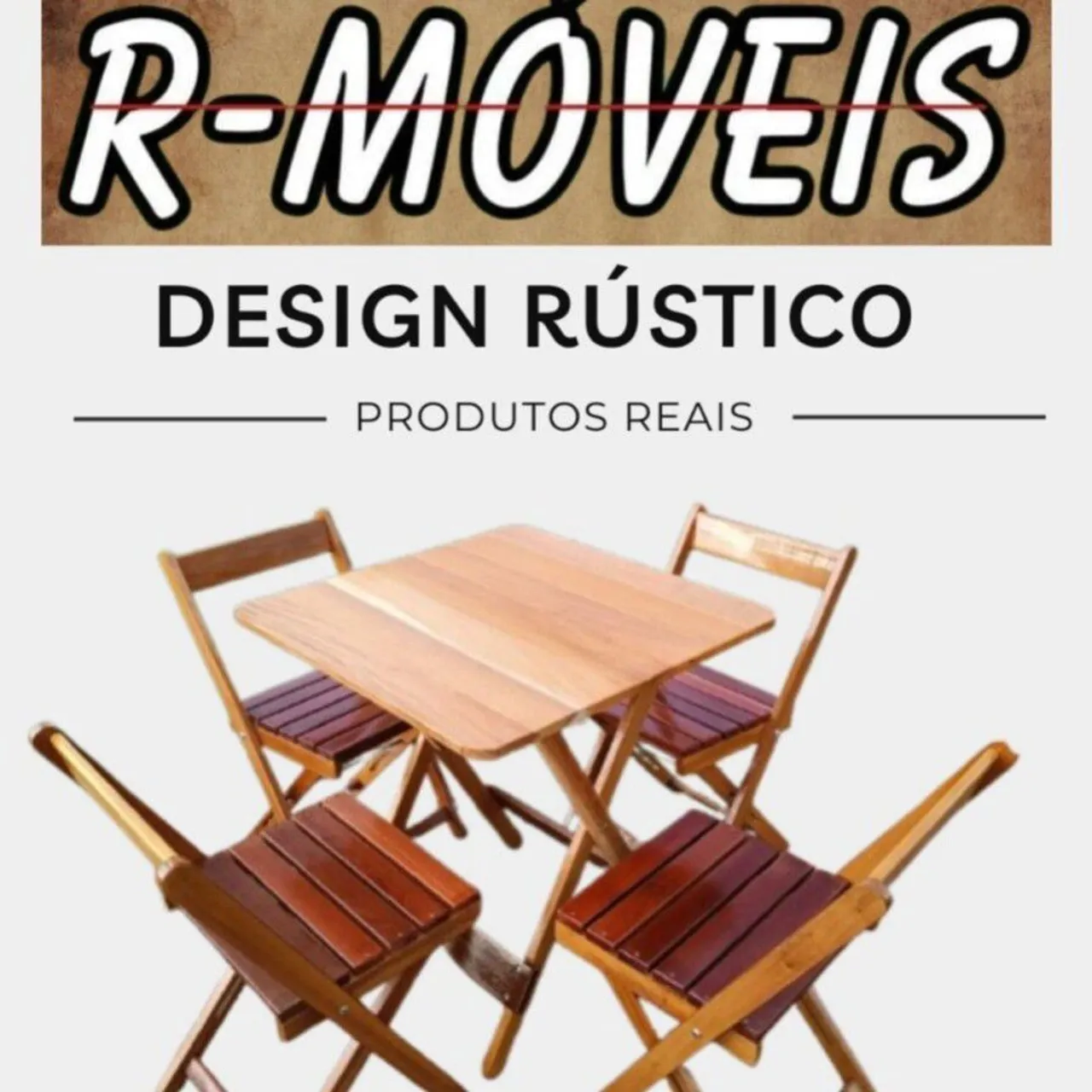 Conjunto de Mesa e Cadeiras Rústicas Dobráveis