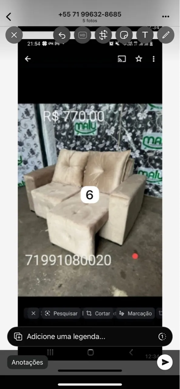 Sofá retrátil R$770,00