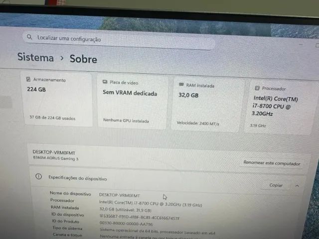 PC Gamer i7 8700 ? 32GB RAM ? SSD NVMe ? Pronto para Rodar Tudo!