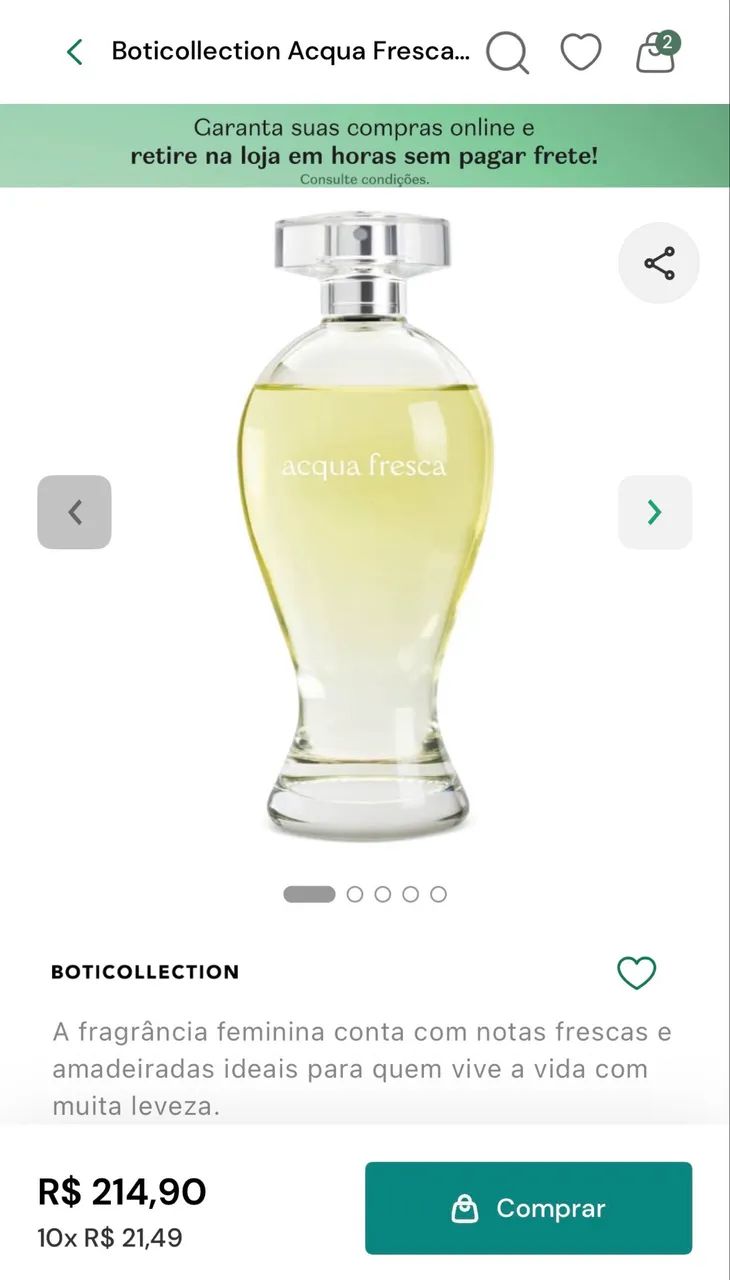 Perfume acqua fresca Boticário 200ml - Foto 3