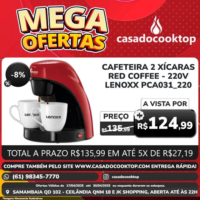 Cafeteira 2 Xícaras Red Coffee 
