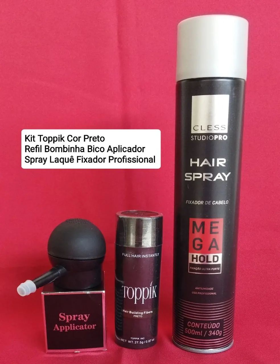 Kit Toppik Cor Preto Profissional 