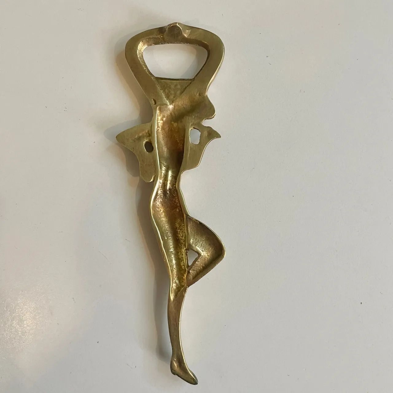 Abridor de Garrafa Vintage em Metal Dourado Vintage Figura Feminina  - Foto 3