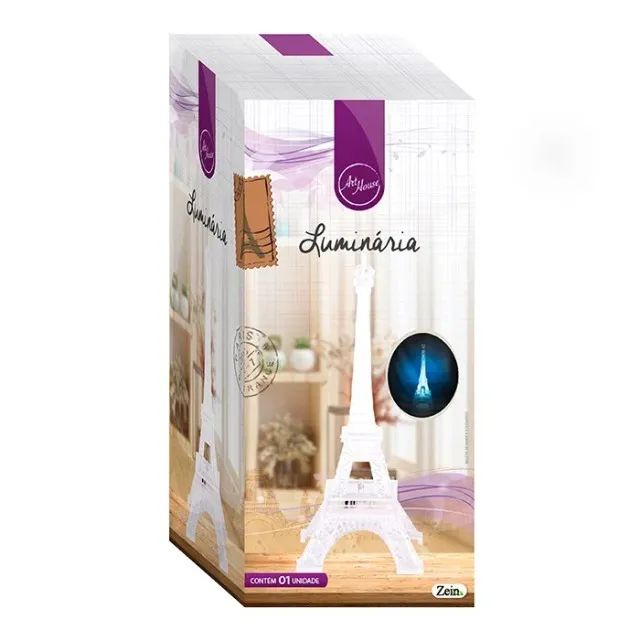 NOVO! Luminária Torre Eiffel Com Luzes De Led De Plástico Pequena 13,5cm - Foto 4