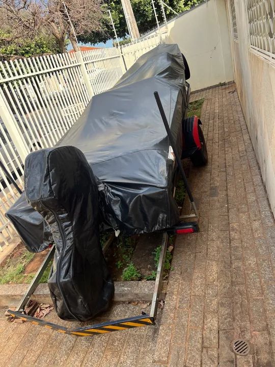 Barco de alumínio com motor e carretinha - Foto 12