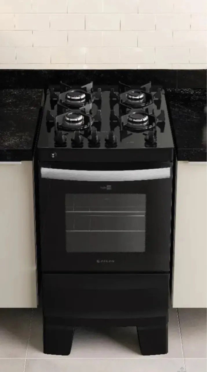 Fogão 4 Bocas Preto - Design Moderno e Eficiente