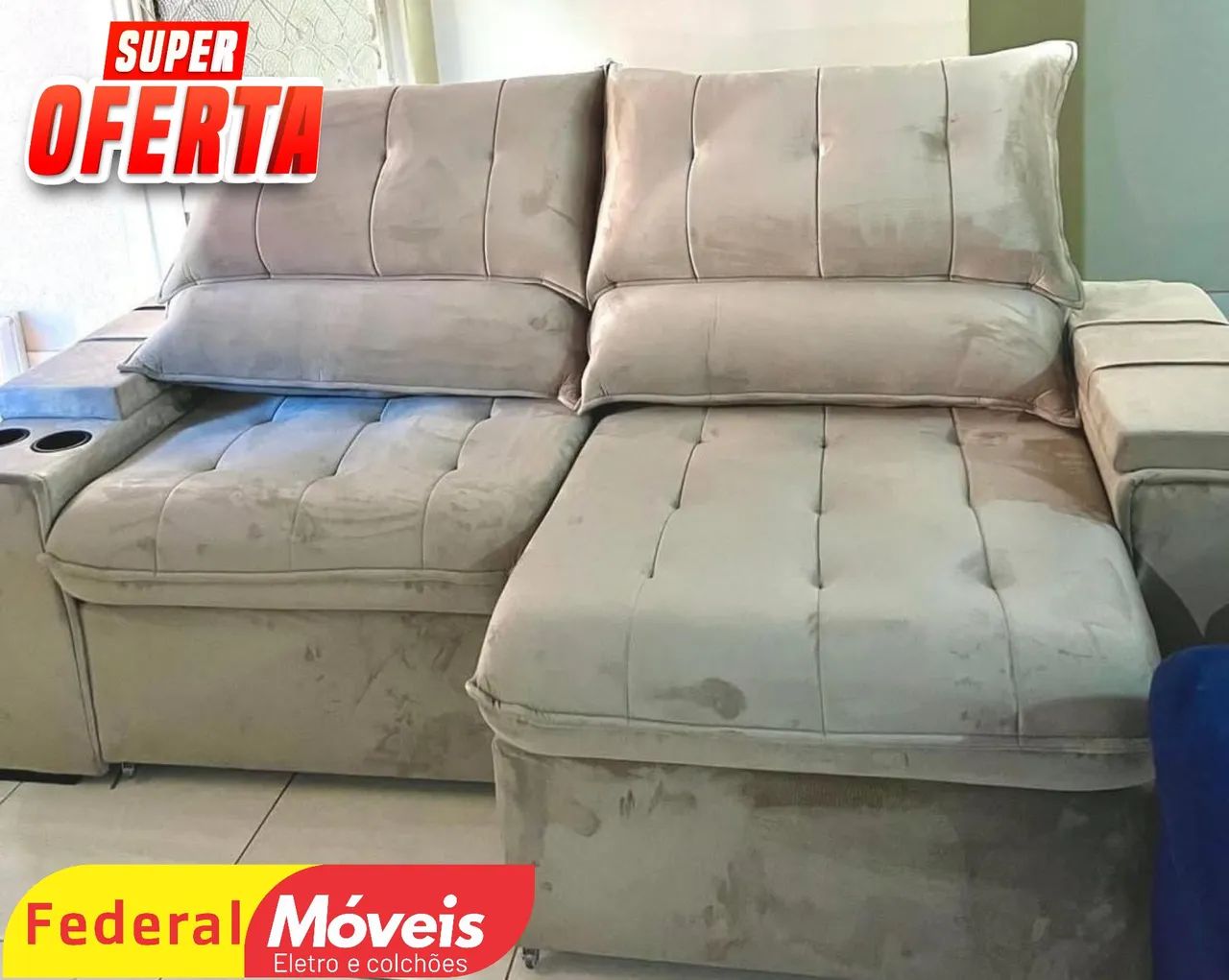 Sofá Retrátil e Reclinável 2,25m - Super Oferta!