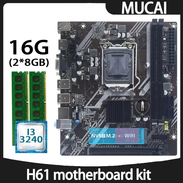 Kit Placa Mãe Lga 1155 + i3-3240 3.4GHz de 2 núcleos + 16gb ddr3 1600Mhz (Novo)