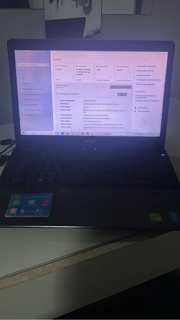 Notebook I7 - 8gb RAM - Nvidia GT 740M - 500gb
