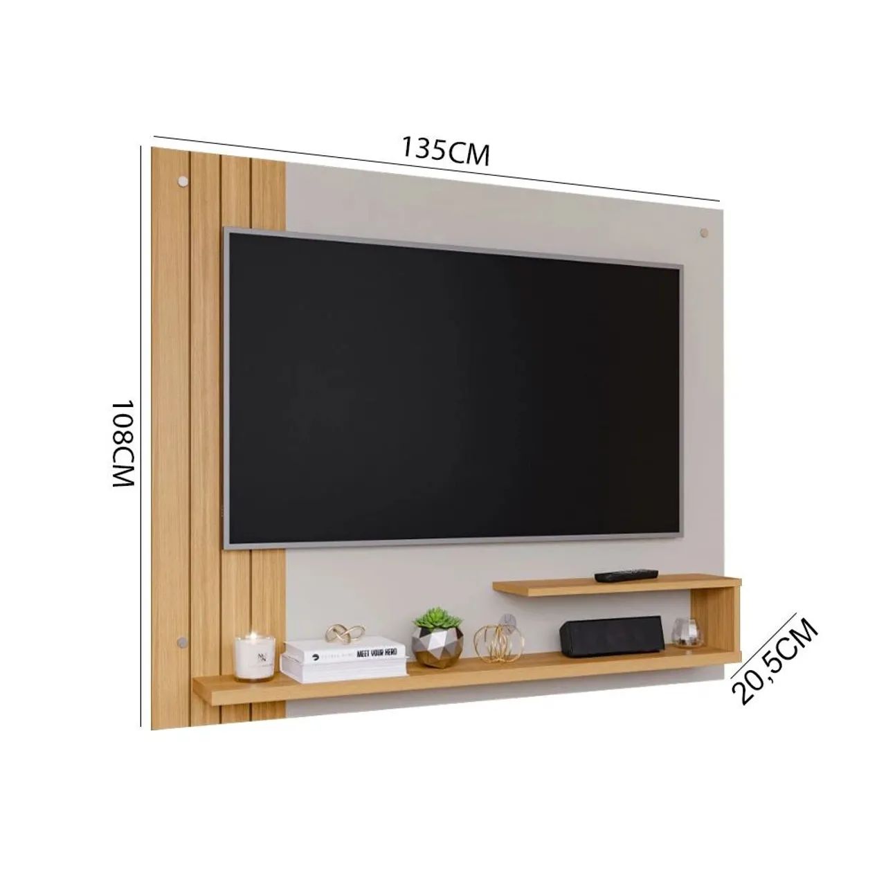 Painel Para Tv Até 50 Polegadas Permobili Dunas Off White/Nature  - Foto 2