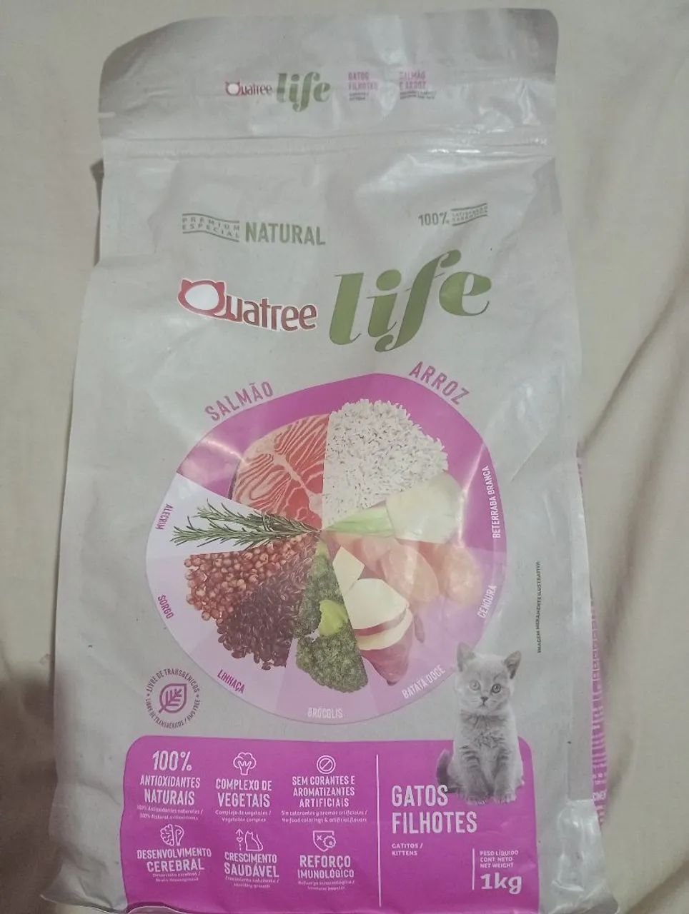 Ração Quatree Life Salmão e Arroz para Gatos Filhotes 1kg