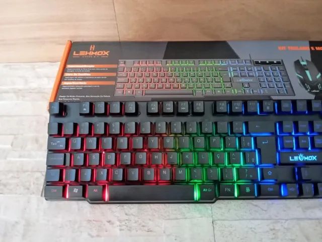 Kit Teclado e Mouse  Gamer Lehmox Led RGB Semi Mecânico - Foto 2