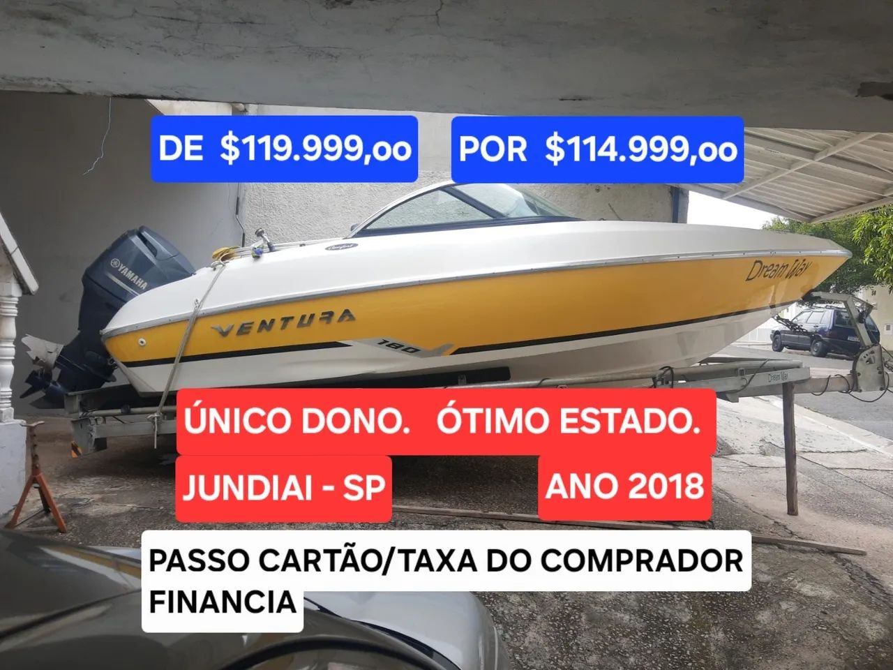 Lancha Ventura 180,yamaha 90hp 4t 2018 Novinha, UNICO DONO