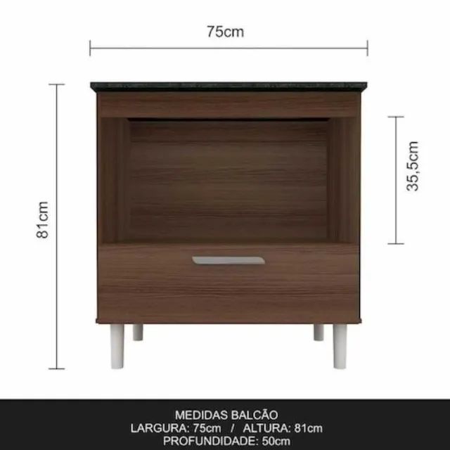 Balcão Mila p/ Cooktop e Forno 1G 4 ou 5 Bocas (FAZEMOS ENTRAGA DF E ENTORNO) - Foto 3