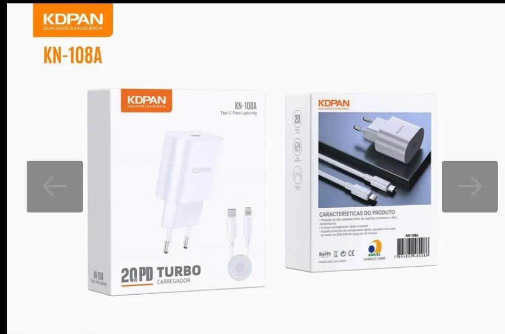 Carregador 20W Turbo Tipo-C para Lightning