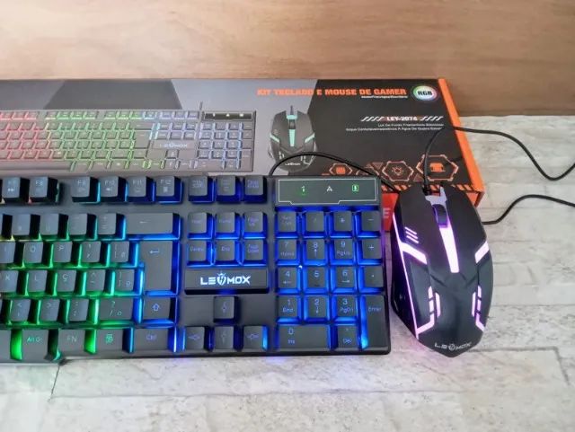 Kit Teclado e Mouse  Gamer Lehmox Led RGB Semi Mecânico - Foto 4