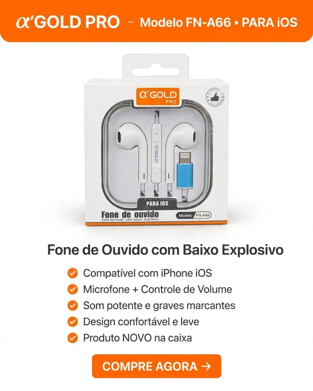Fone de ouvido lightning de iPhone 