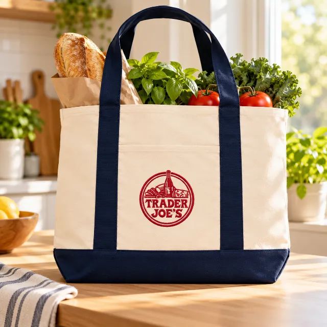 Bolsa Ecobag Trader Joe's Azul e Branca