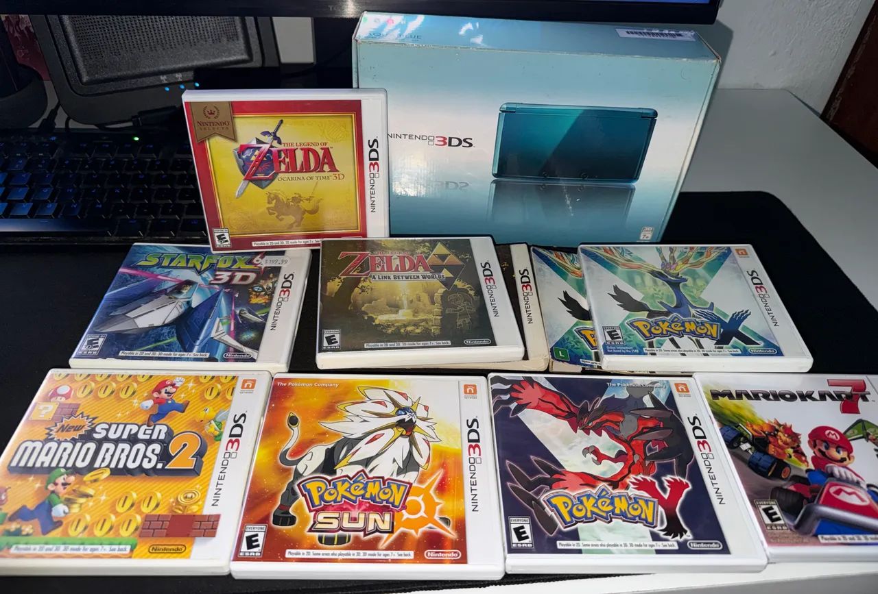 Nintendo 3ds com caixa e jogos ótimo estado