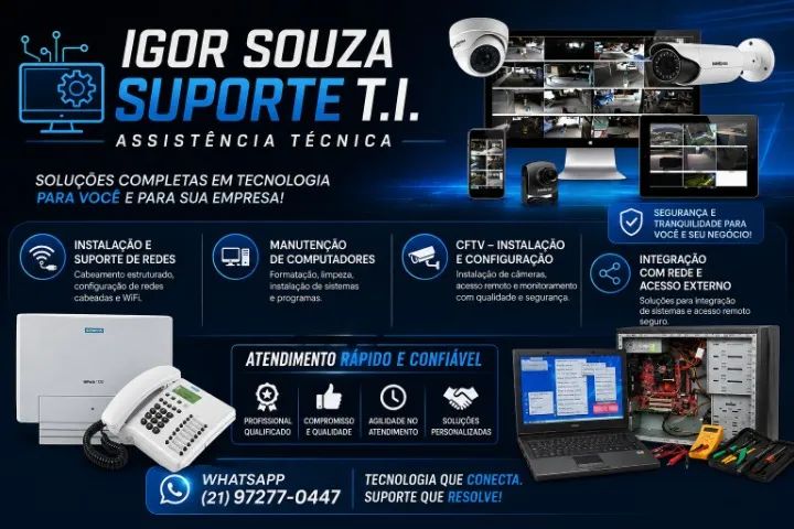 Suporte Presencial e remoto - Computadores / Notebooks / Redes / Internet.