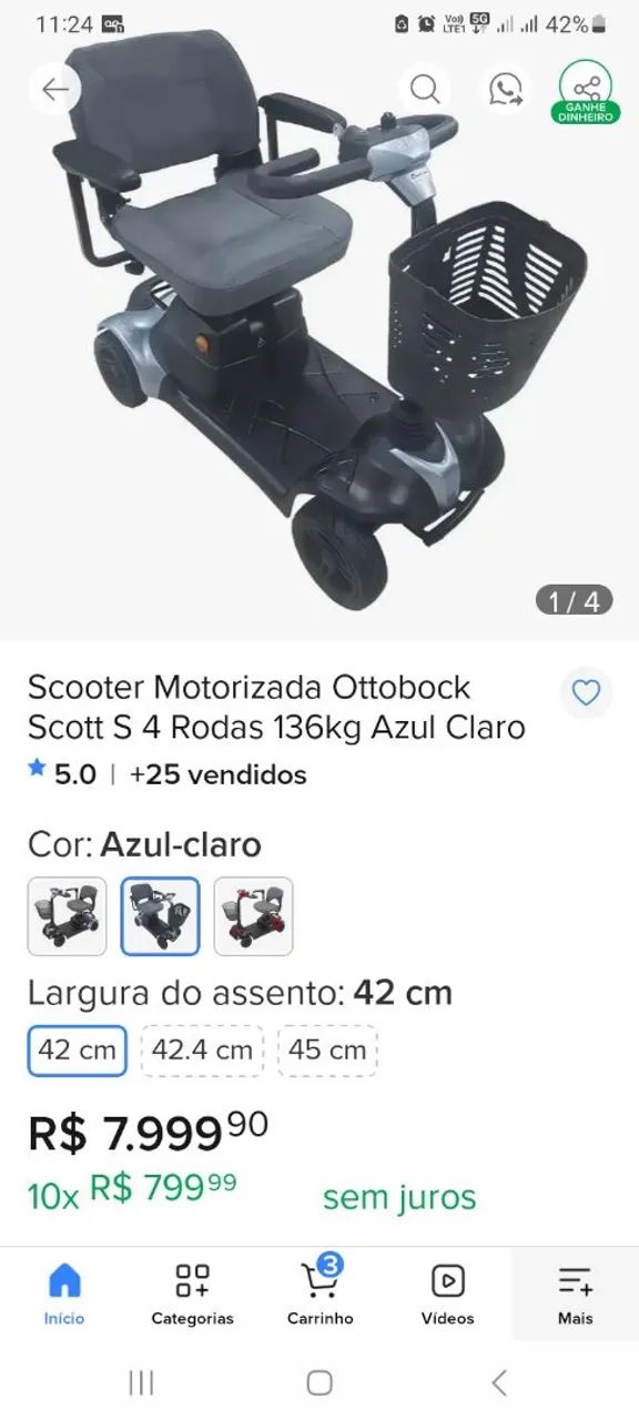 Scooter elétrica motorizada Scott S Ottobock - Foto 3