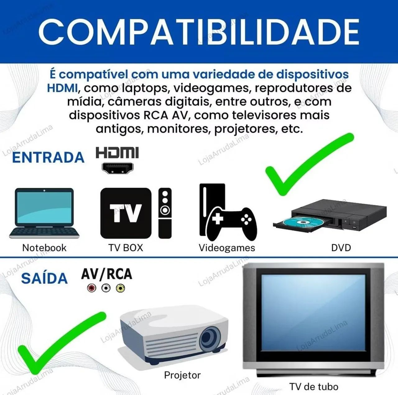 Conversor Adaptador HDMI para AV 3 RCA Full HD 1080p !! - Foto 2